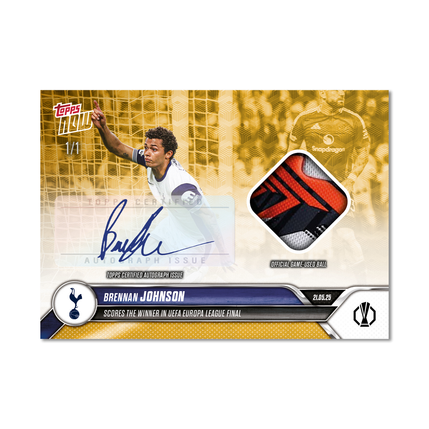 Brennan Johnson - 2024-25 UEL Topps NOW® Card 36 - LOOK FOR RELIC AND AUTO-RELIC - PR: 1925