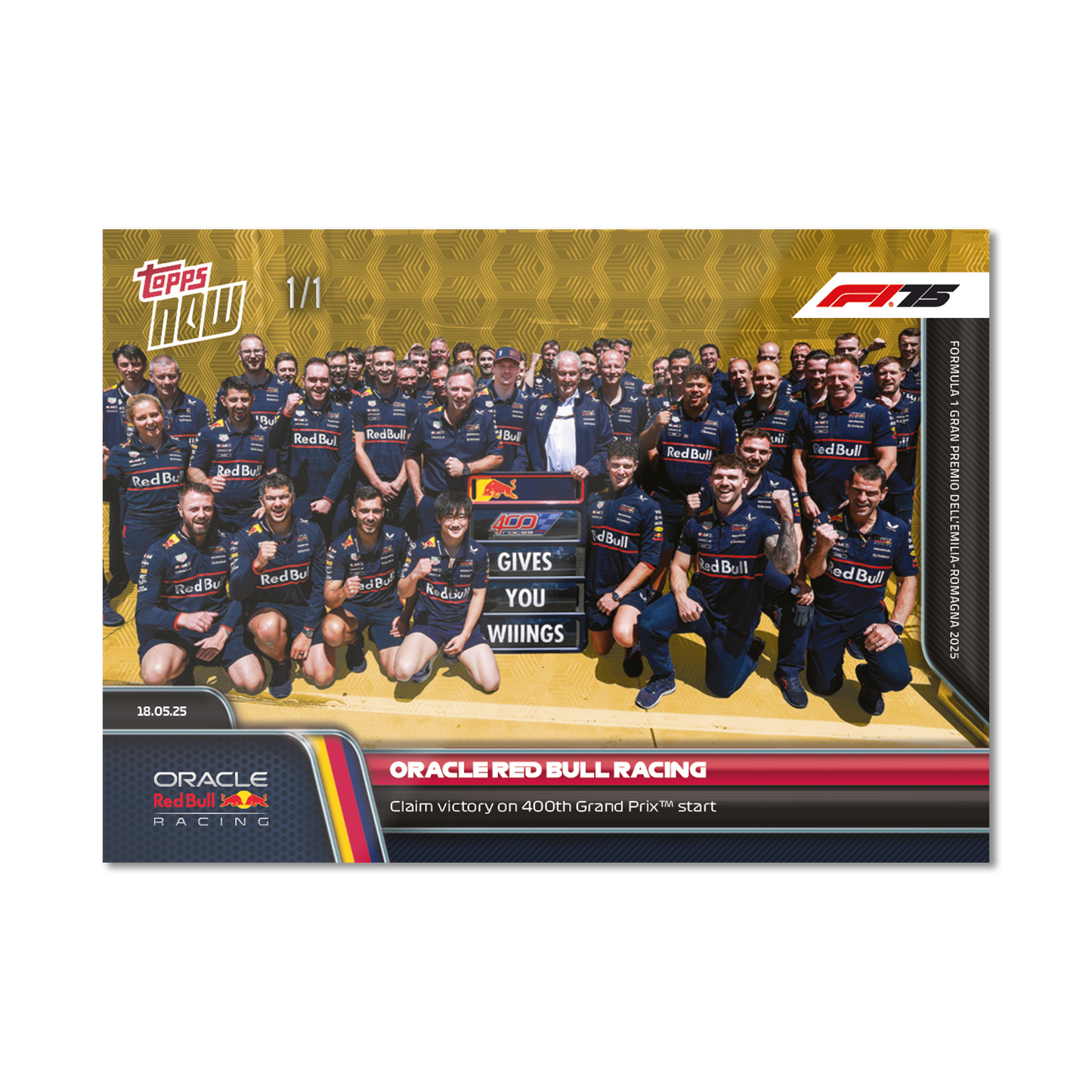 Oracle Red Bull Racing - 2025 Formula 1® Topps NOW® - Card 38 - PR: 1070