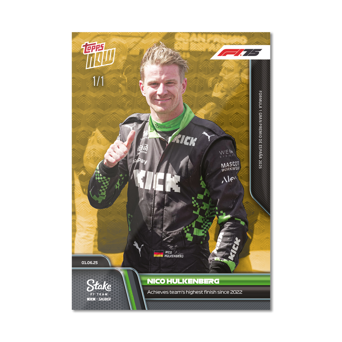 Nico Hulkenberg - 2025 Formula 1® Topps NOW® - Card 42 - PR: 753