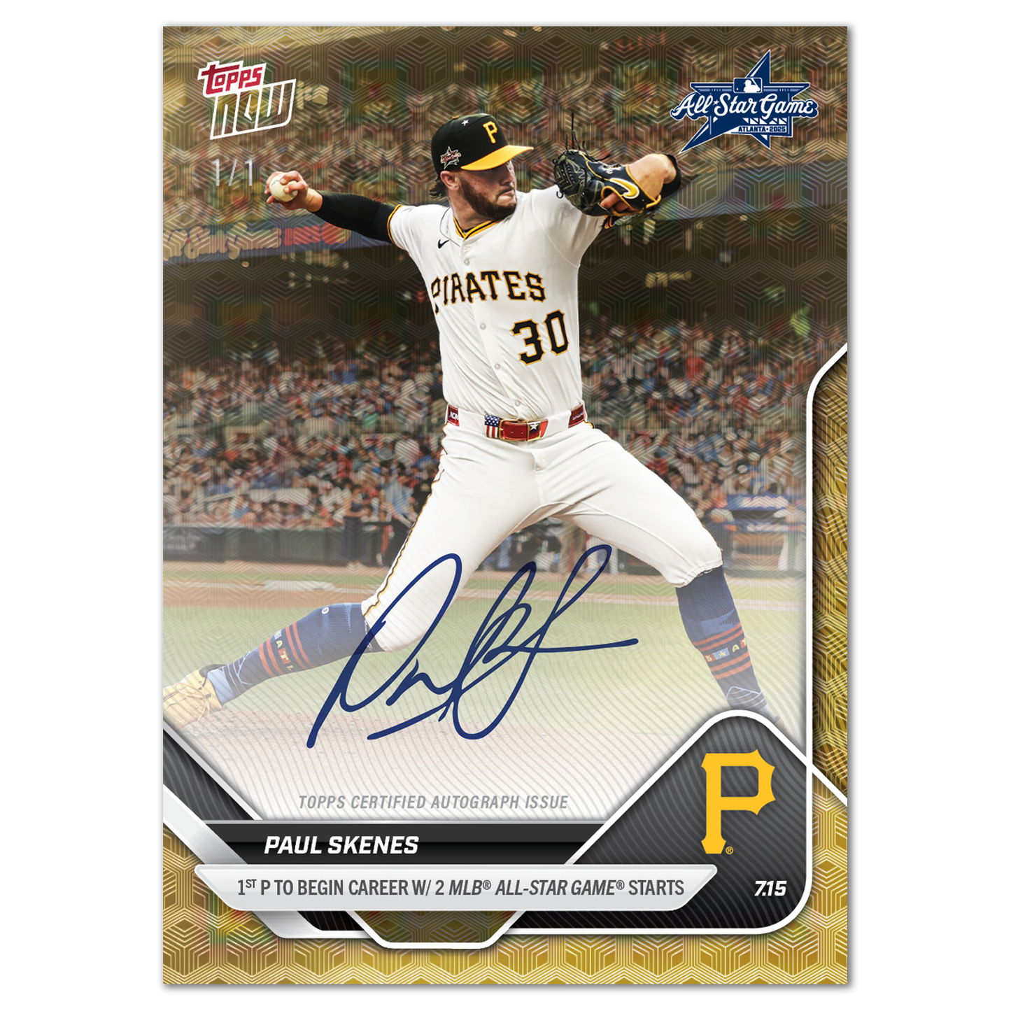 Paul Skenes - 2025 MLB Topps NOW® - Card 428 - LOOK FOR AUTO - PR: 6406