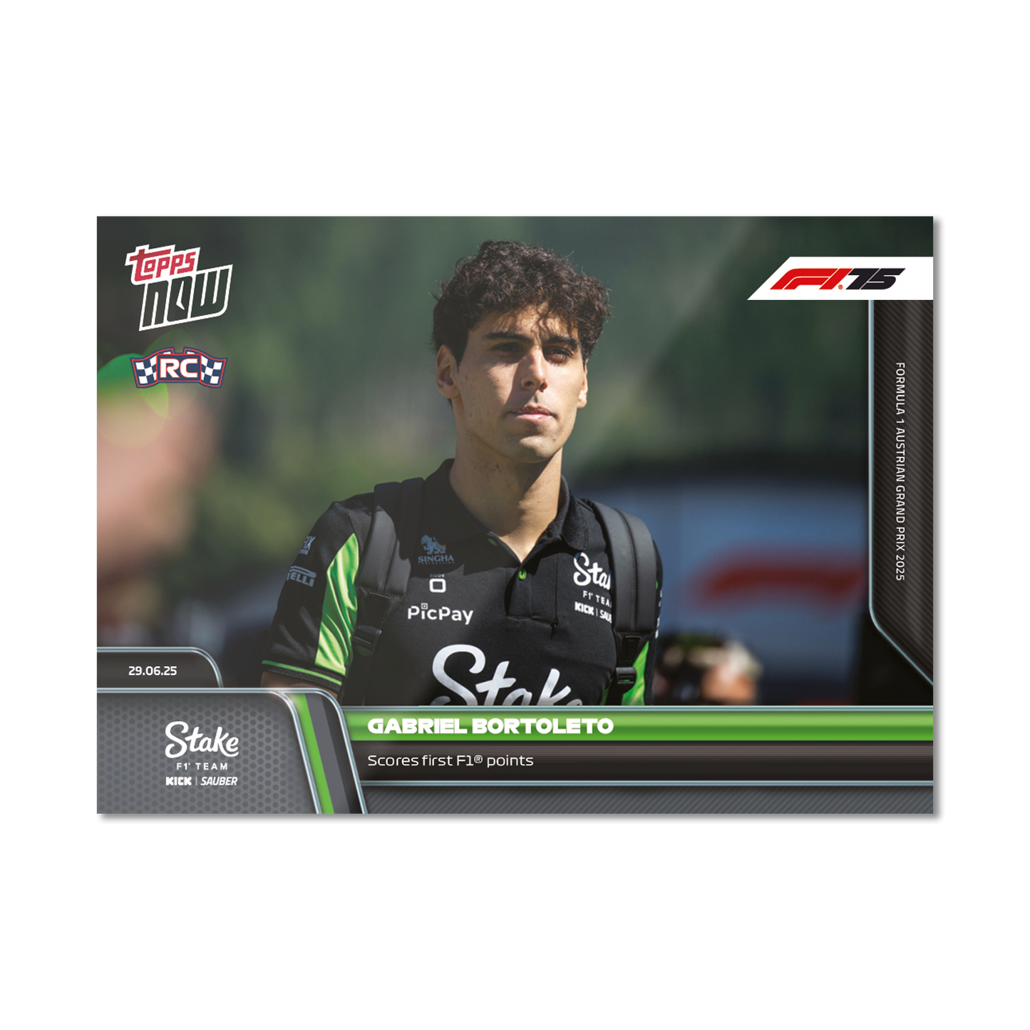 Gabriel Bortoleto - 2025 Formula 1® Topps NOW® - Card 48 - PR: 1006
