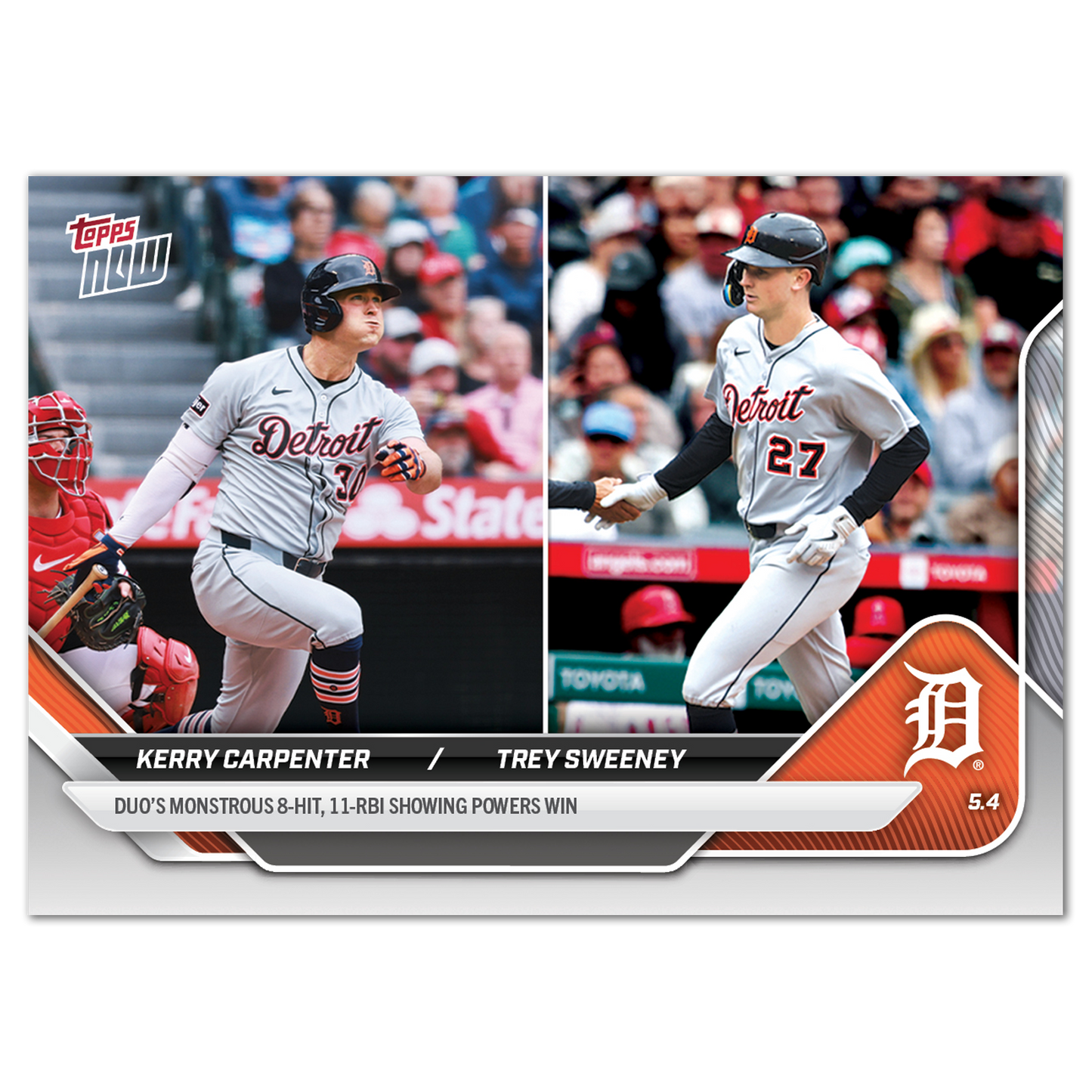 Kerry Carpenter/Trey Sweeney - 2025 MLB Topps NOW® - Card 142 - PR: 650
