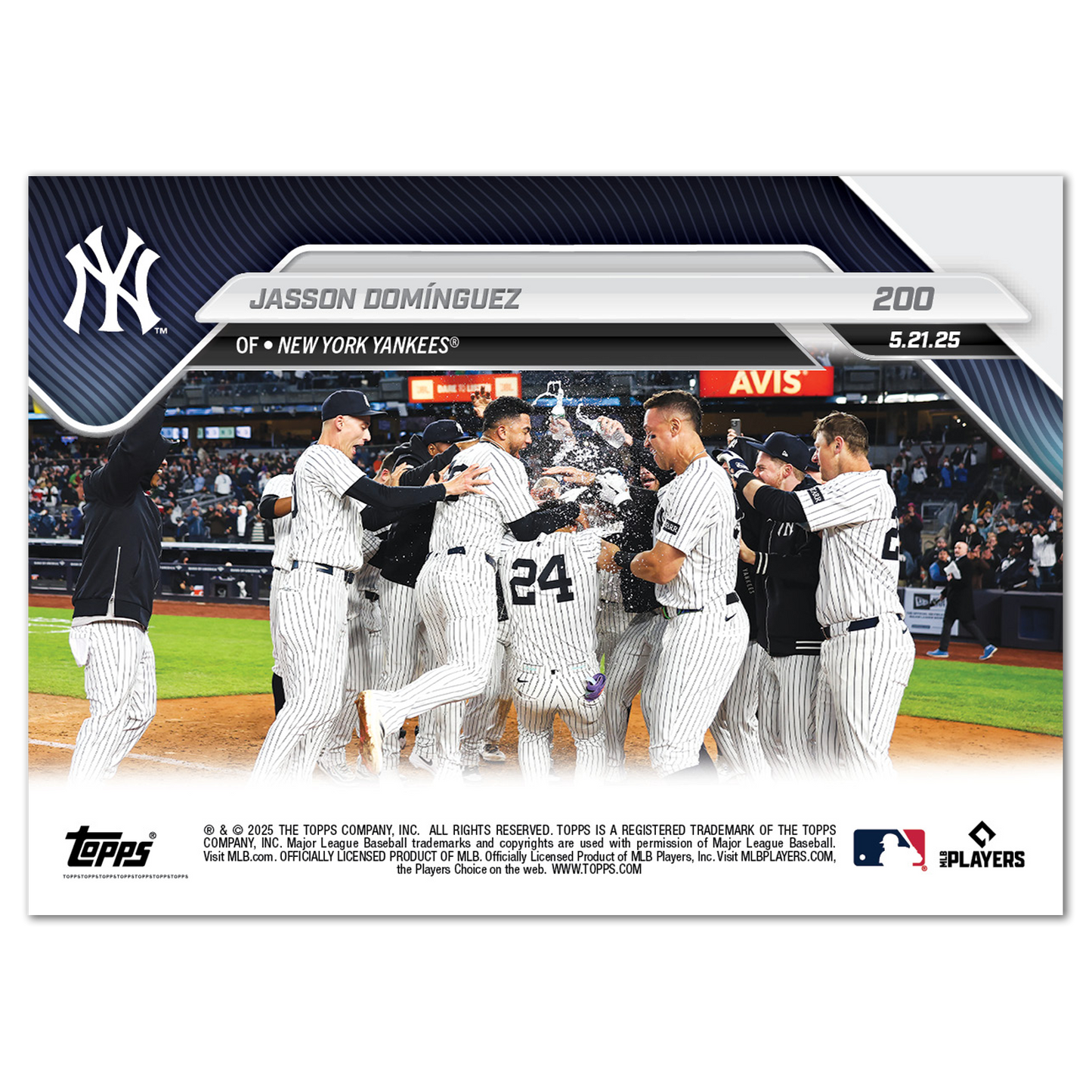 Jasson Domínguez - 2025 MLB Topps NOW® - Card 200 - PR: 2474