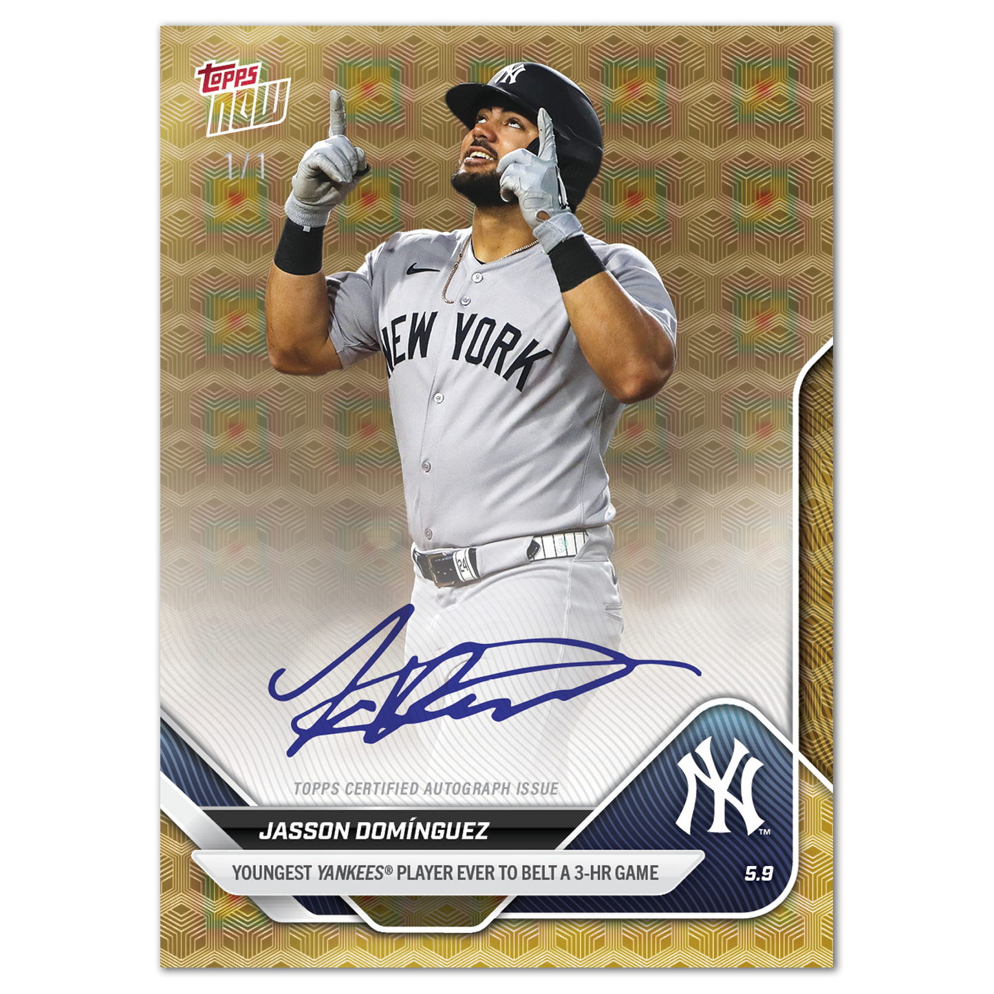 Jasson Domínguez - 2025 MLB Topps NOW® - Card 159 - LOOK FOR AUTOS - PR: 7110