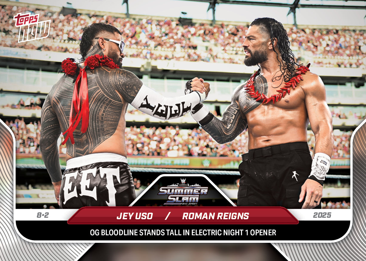 Jey Uso / Roman Reigns - 2025 WWE Topps NOW® - Card 82 - PR: 1942