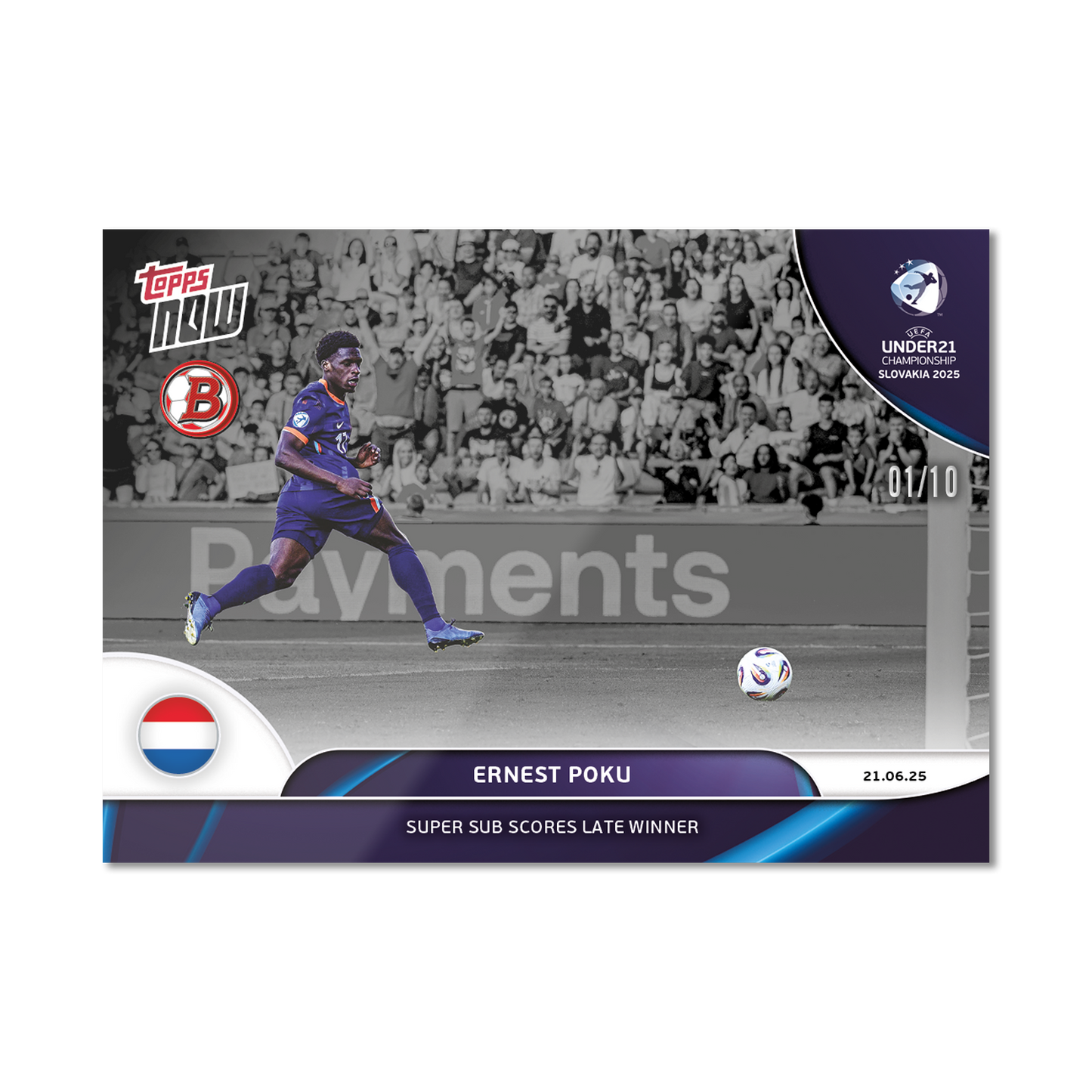 Ernest Poku - 2025 UEFA Euro U-21 Topps NOW® - Card 8 - PR: 86