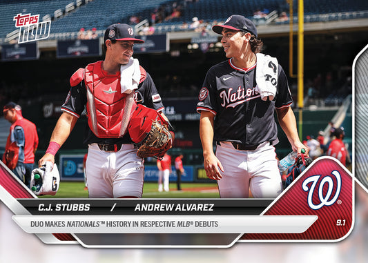 C.J. Stubbs / Andrew Alvarez - 2025 MLB Topps NOW® - Card 647 - LOOK FOR RELICS - PR: 1067