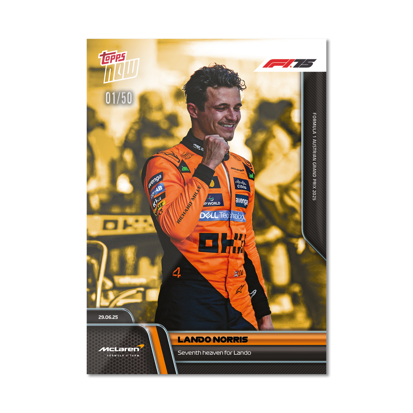 Lando Norris - 2025 Formula 1® Topps NOW® - Card 47 - PR: 2228