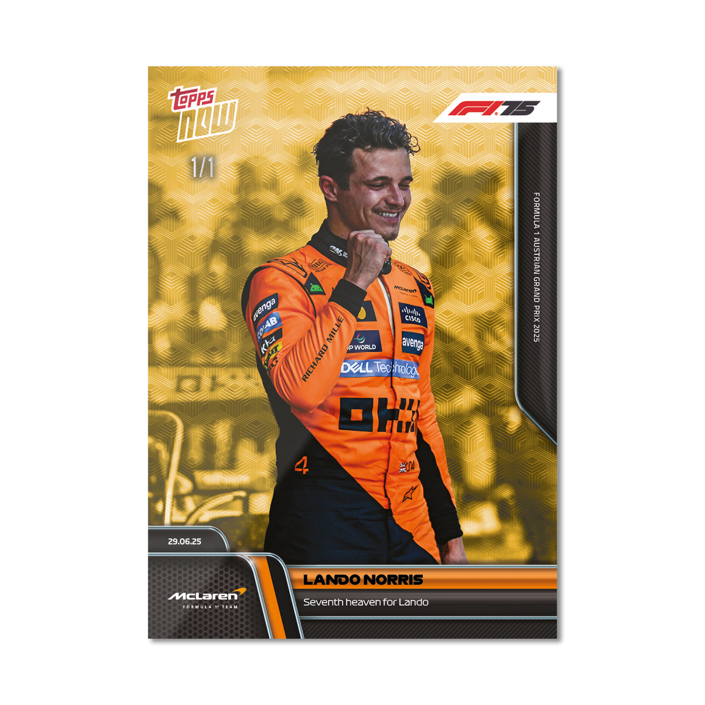 Lando Norris - 2025 Formula 1® Topps NOW® - Card 47 - PR: 2228