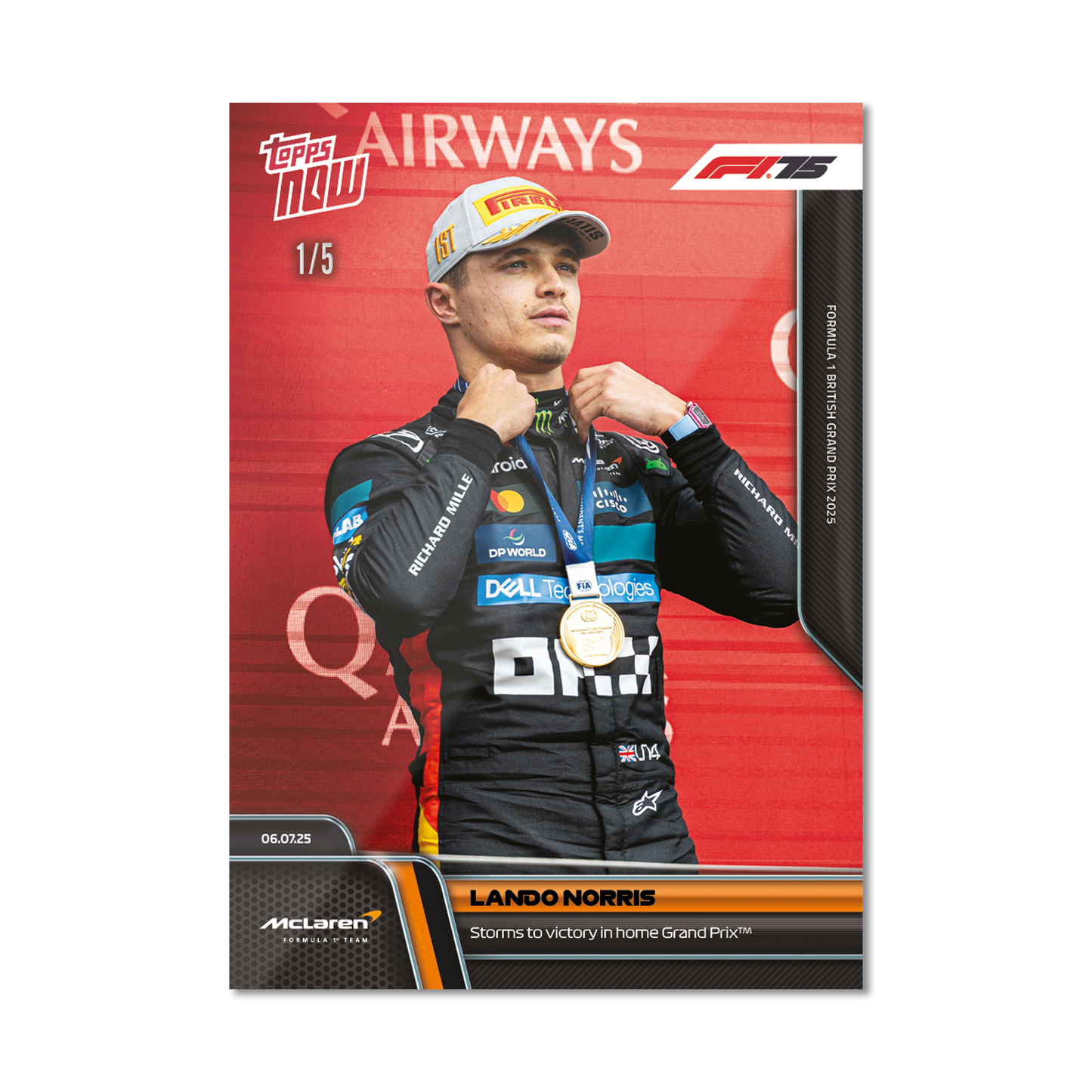 Lando Norris - 2025 Formula 1® Topps NOW® - Card 50 - PR: 4282