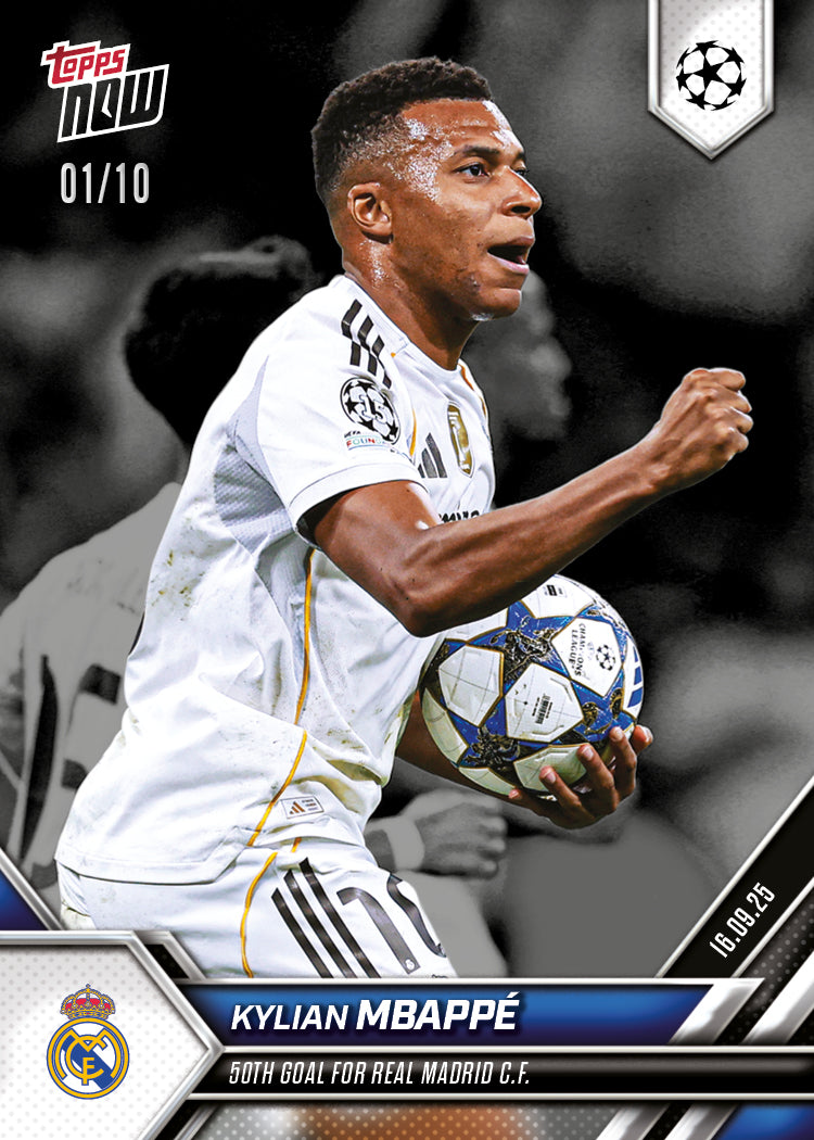 Kylian Mbappé - 2025-26 UCL Topps NOW® Card 8 - PR: 1353