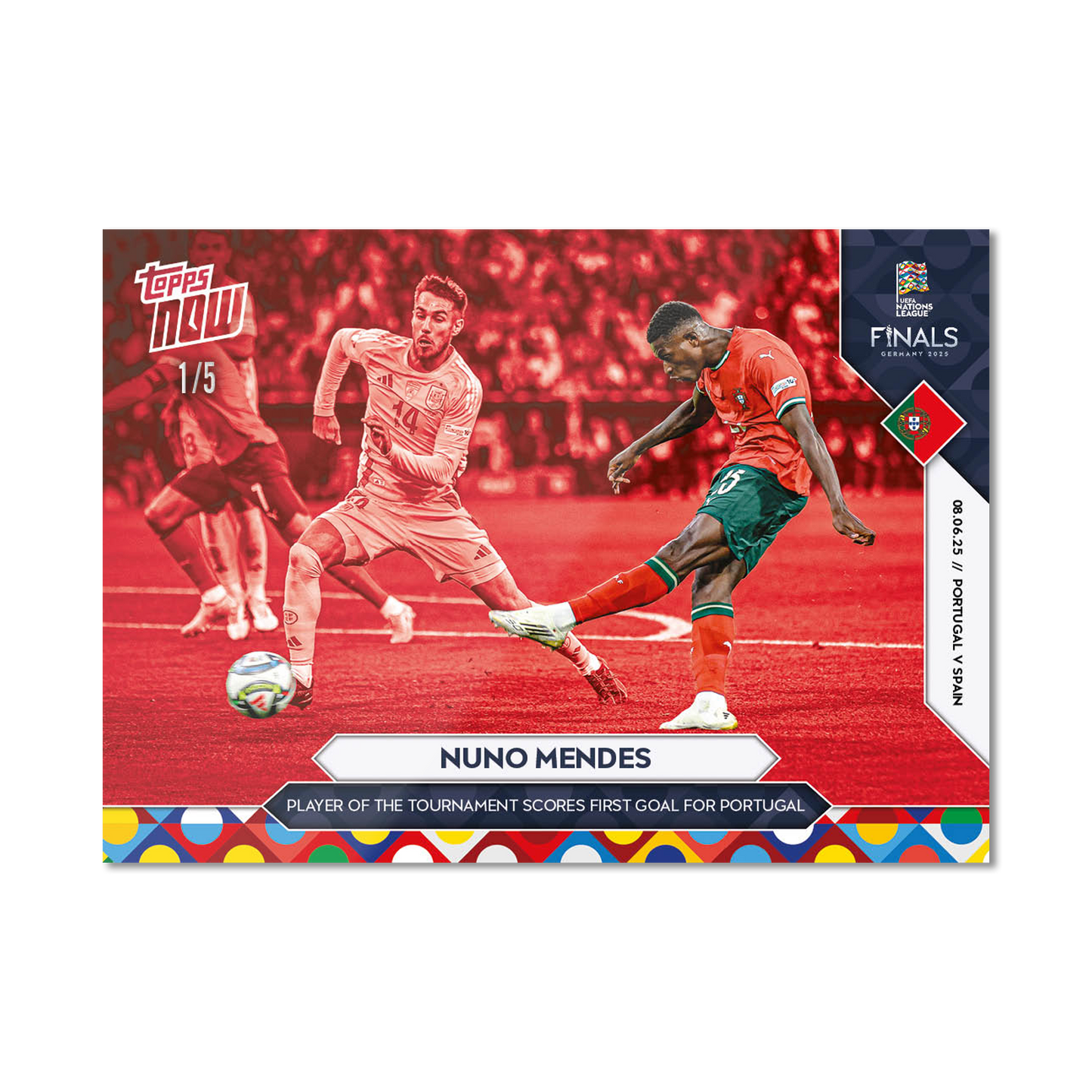 Nuno Mendes - 2025 UEFA Nations League Topps NOW® - Card 6 - PR: 421