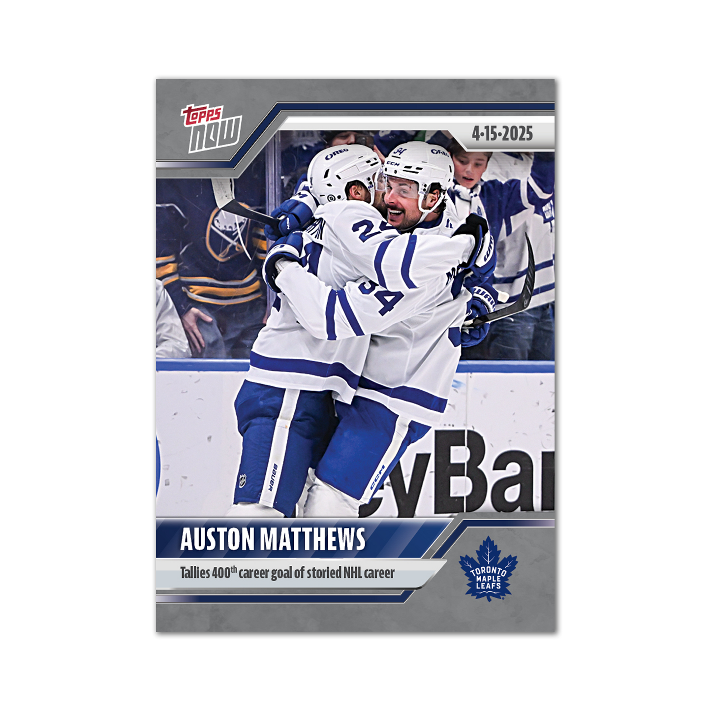 Auston Matthews - 2024-25 NHL Topps NOW® - Sticker # 160 Pack - PR: 215
