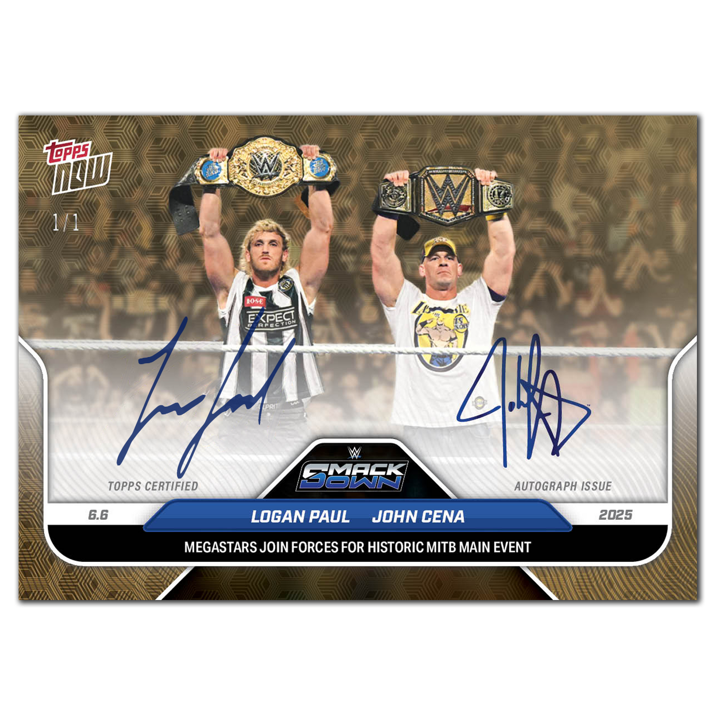 John Cena/Logan Paul - 2025 WWE Topps NOW® - Card 59 - LOOK FOR DUAL AUTO - PR: 6484
