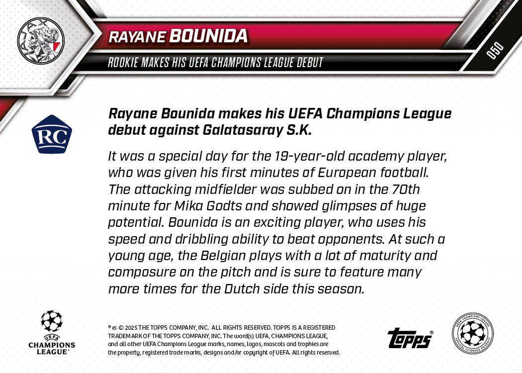 Rayane Bounida - 2025-26 UCL Topps NOW® - Card 50