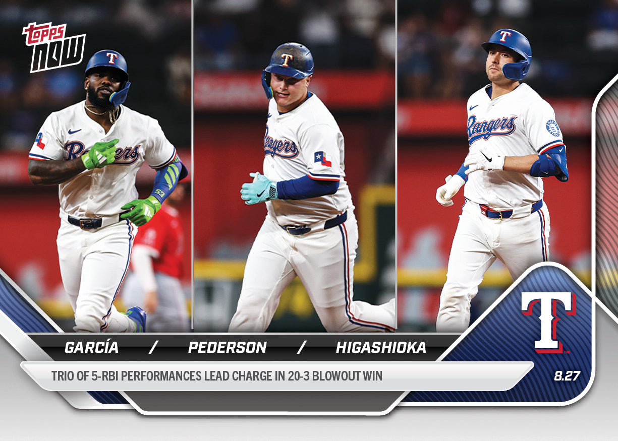 Adolis García / Joc Pederson / Kyle Higashioka - 2025 MLB Topps NOW® - Card 618 - PR: 572