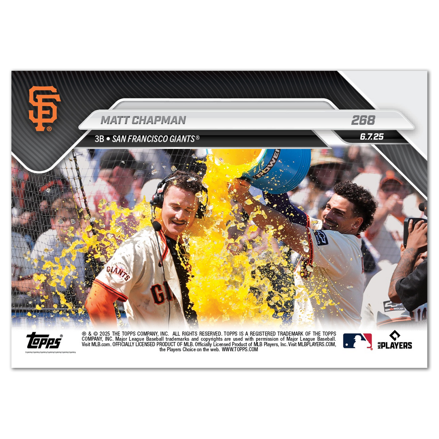 Matt Chapman - 2025 MLB Topps NOW® - Card 268 - PR: 645