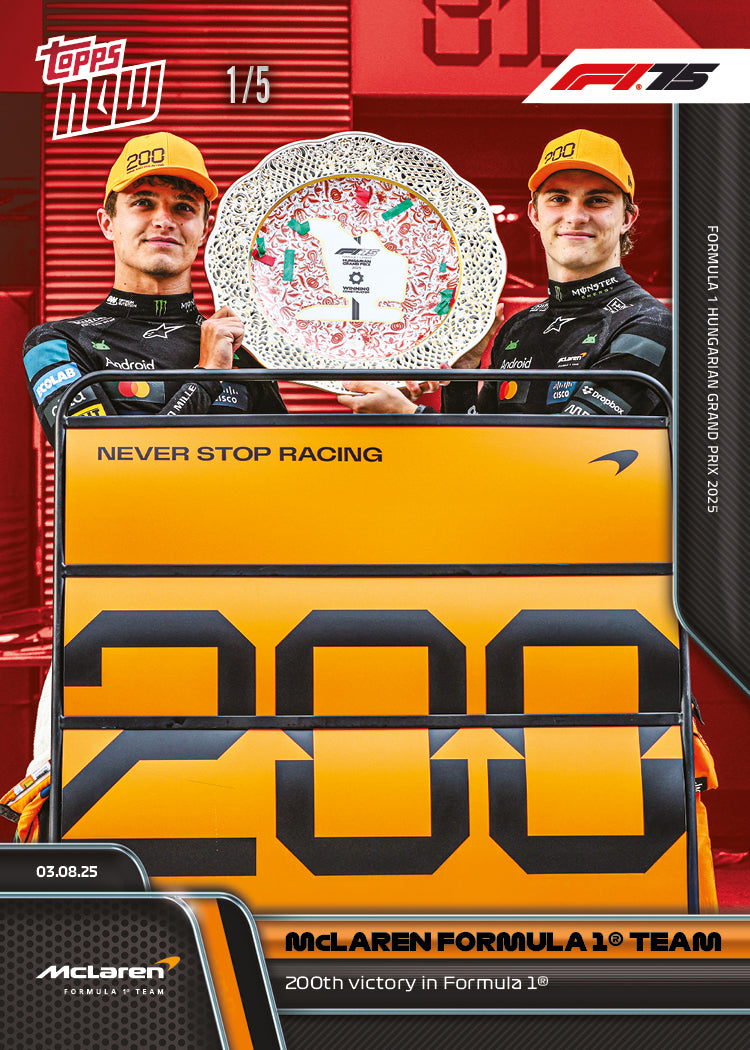 McLaren Formula 1® Team - 2025 Formula 1® Topps NOW® - Card 54 - PR: 3428