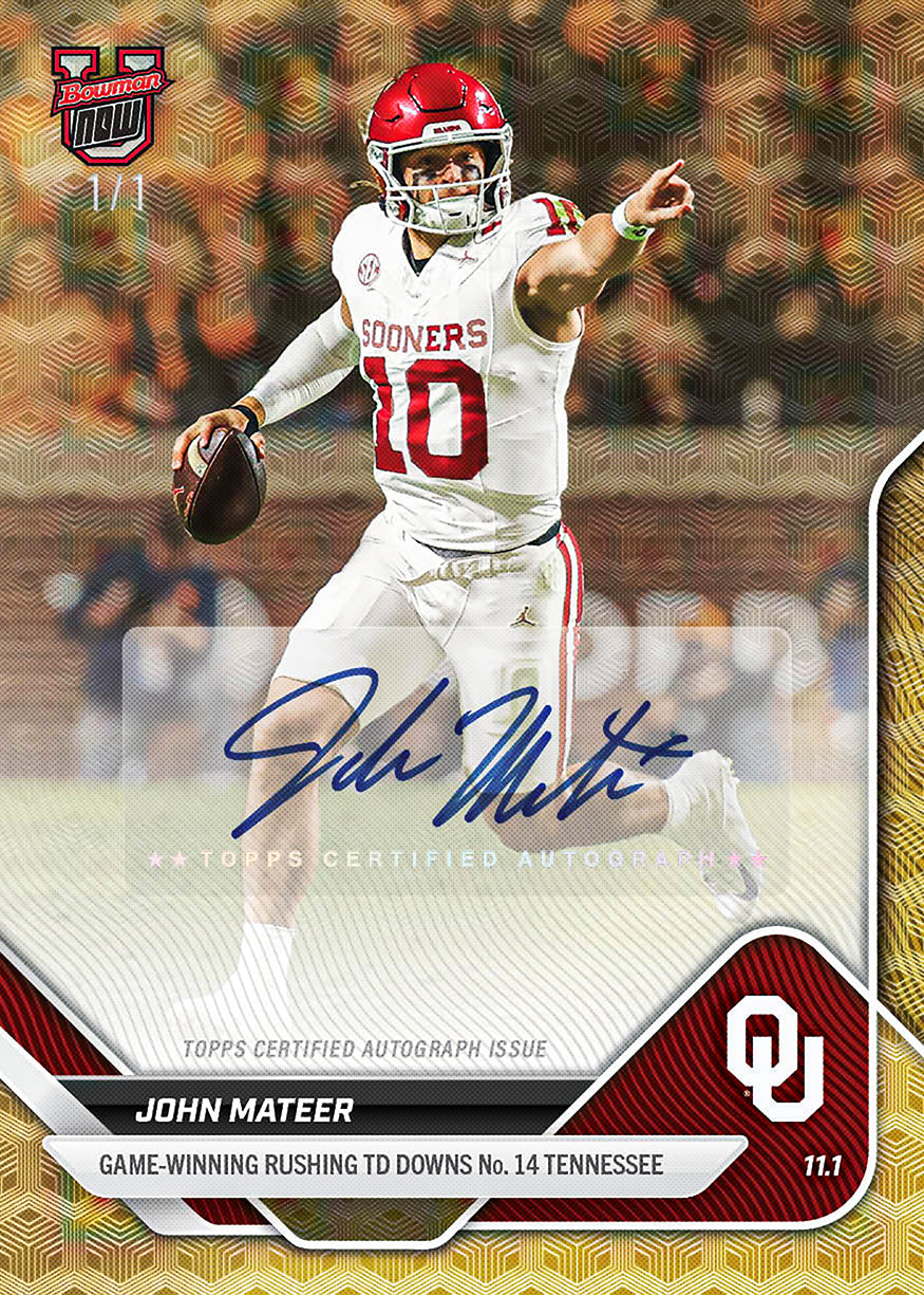 John Mateer - 2025-26 Bowman U NOW® Football - Card 39