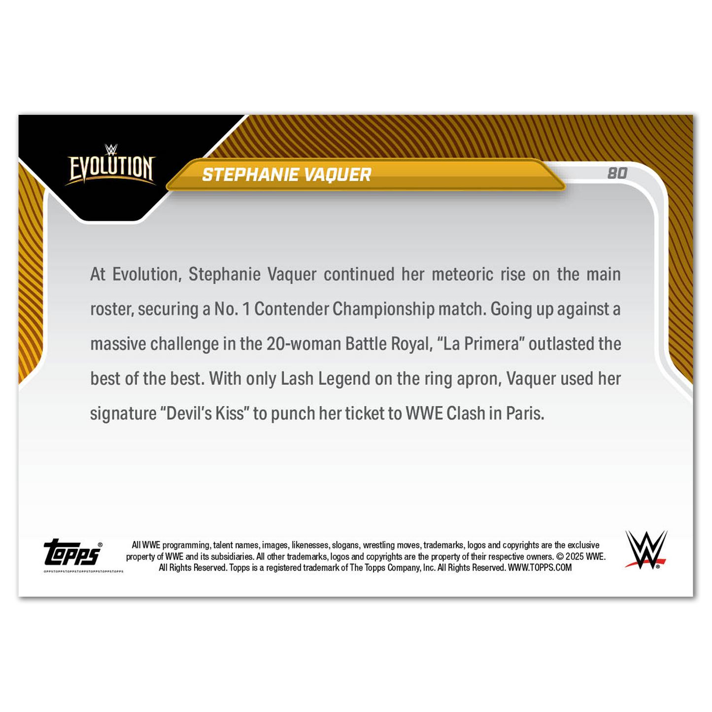 Stephanie Vaquer - 2025 WWE Topps NOW® - Card 80 - PR: 2705