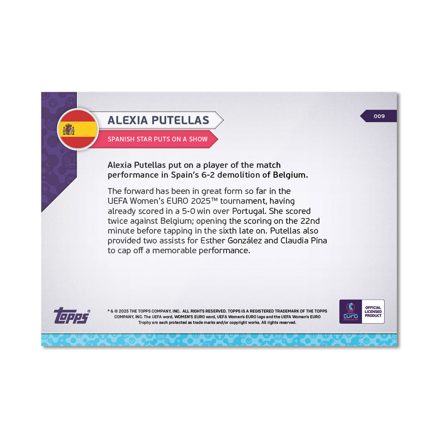 Alexia Putellas - UEFA Women’s EURO 2025™ Topps NOW® - Card 9 - PR: 561
