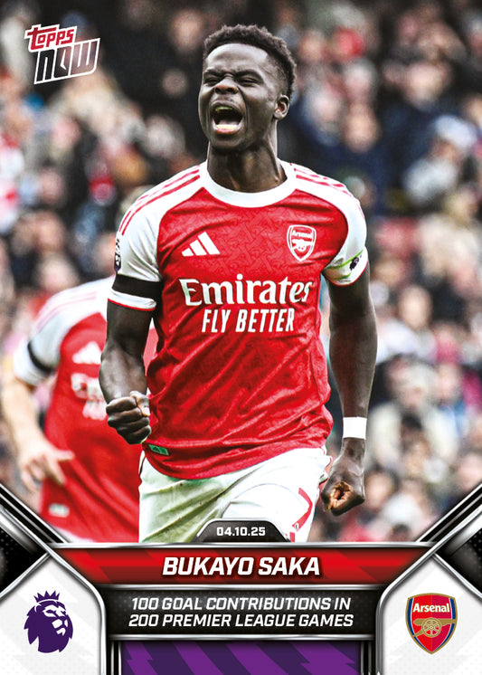 Bukayo Saka - 2025-26 Premier League Topps NOW® - Card 31 - PR: 1025