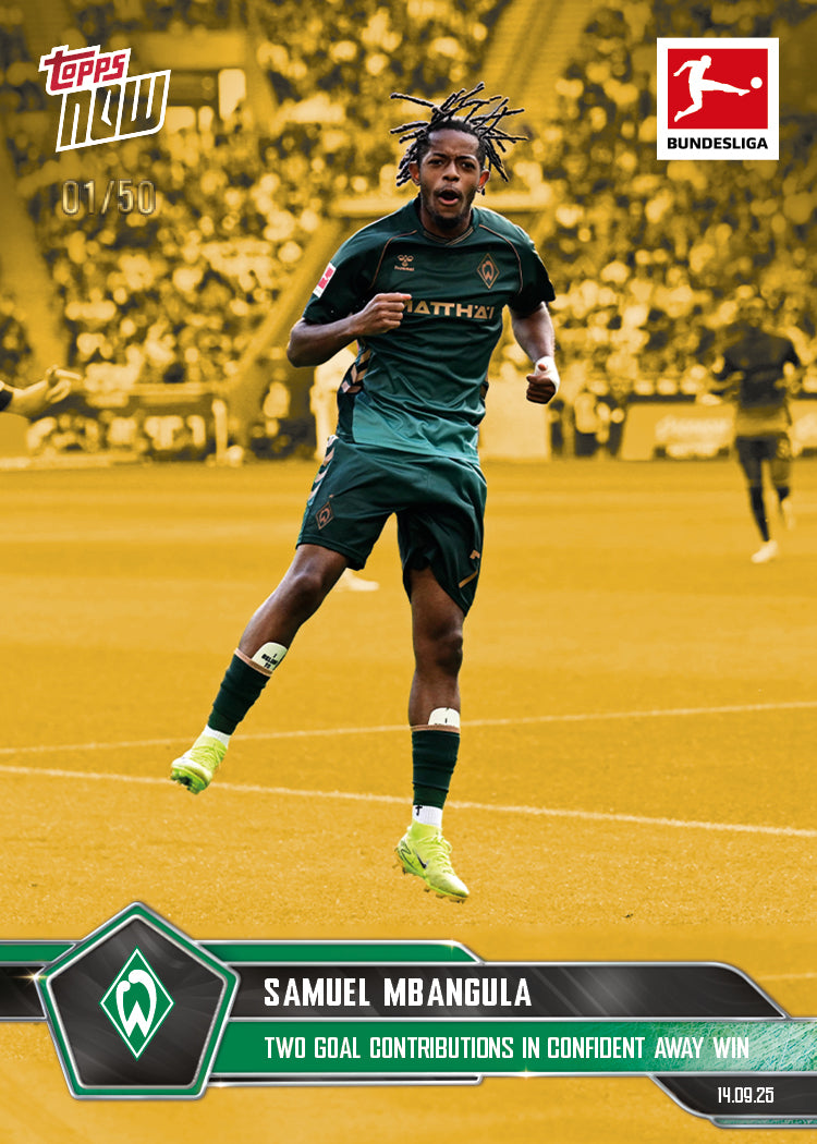 Samuel Mbangula - 2025-26 Bundesliga Topps NOW® - Card 22 - PR: 326