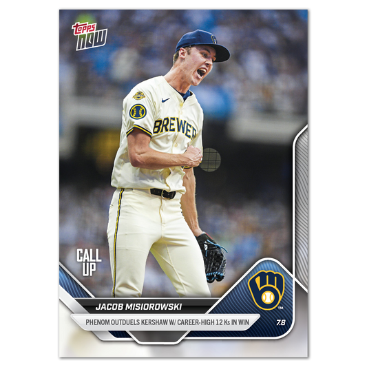 Jacob Misiorowski - 2025 MLB Topps NOW® - Card 402 - LOOK FOR AUTOS - PR: 7823