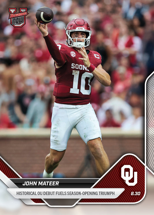John Mateer - 2025-26 Bowman U NOW® Football - Card 2 - PR: 1662