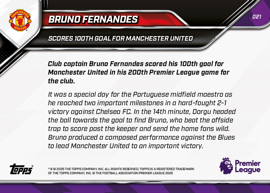 Bruno Fernandes - 2025-26 Premier League Topps NOW® - Card 21 - PR: 2198