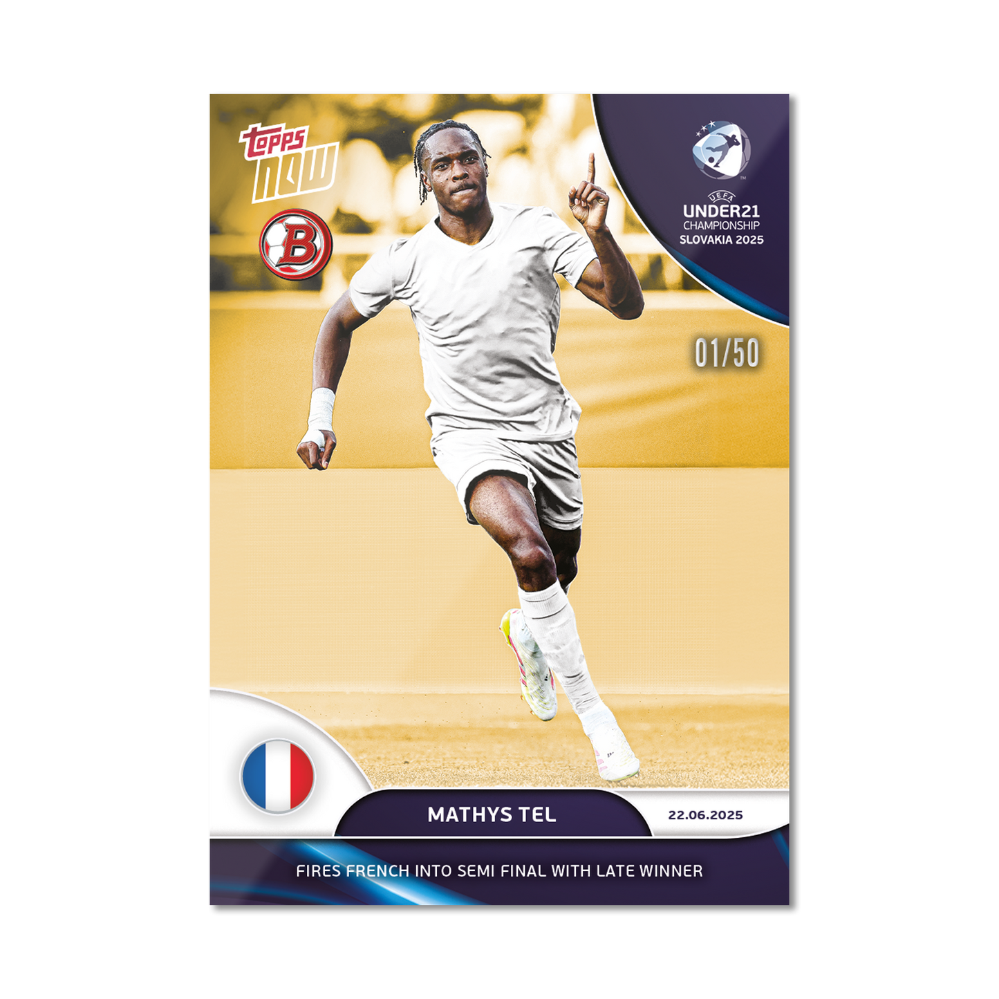 Mathys Tel - 2025 UEFA Euro U-21 Topps NOW® - Card 9 - PR: 126