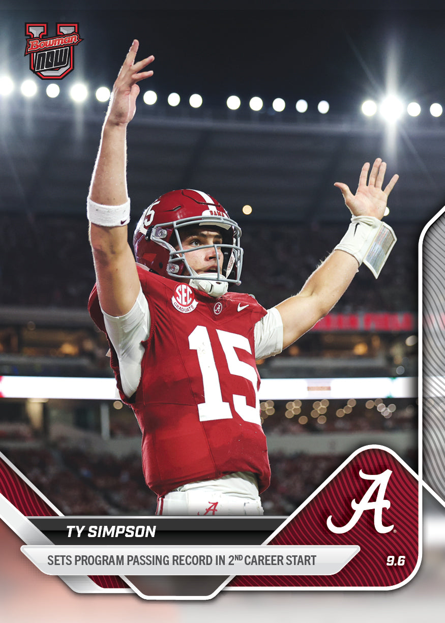 Ty Simpson - 2025-26 Bowman U NOW® Football - Card 10 - PR: 488