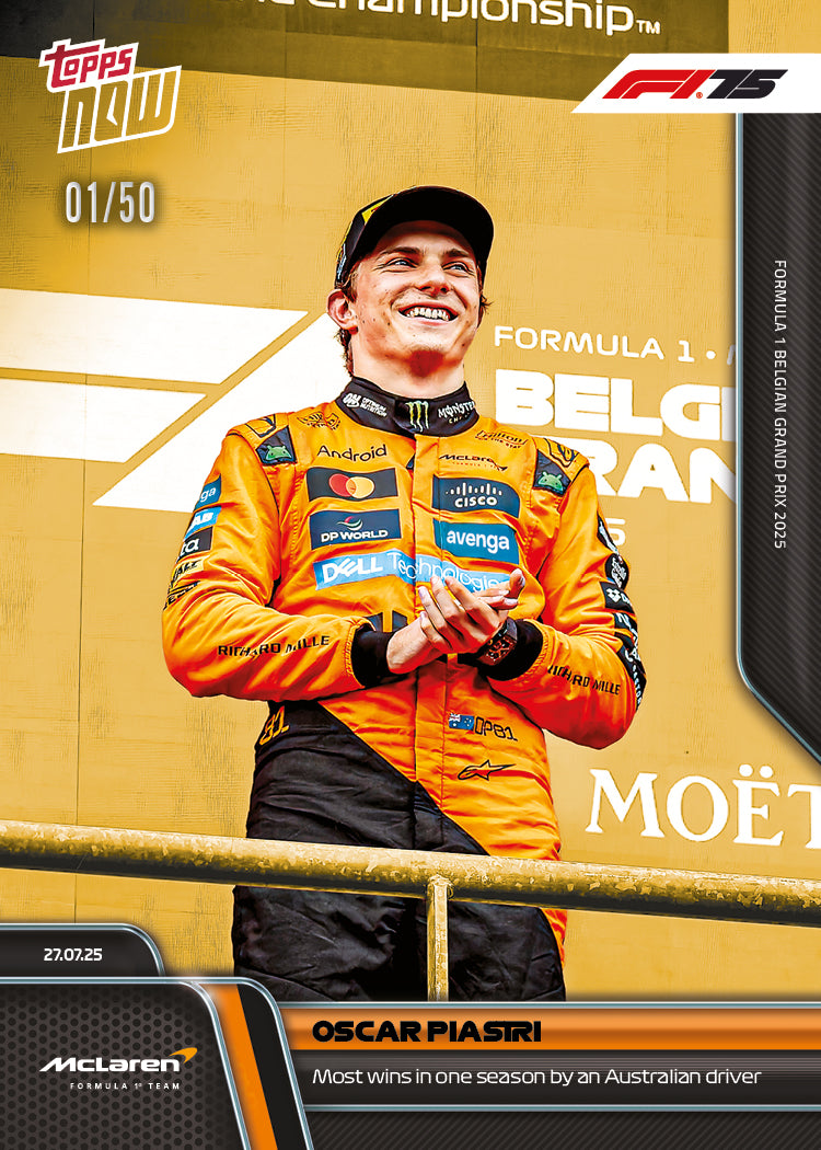 Oscar Piastri - 2025 Formula 1® Topps NOW® - Card 52 - PR: 2404