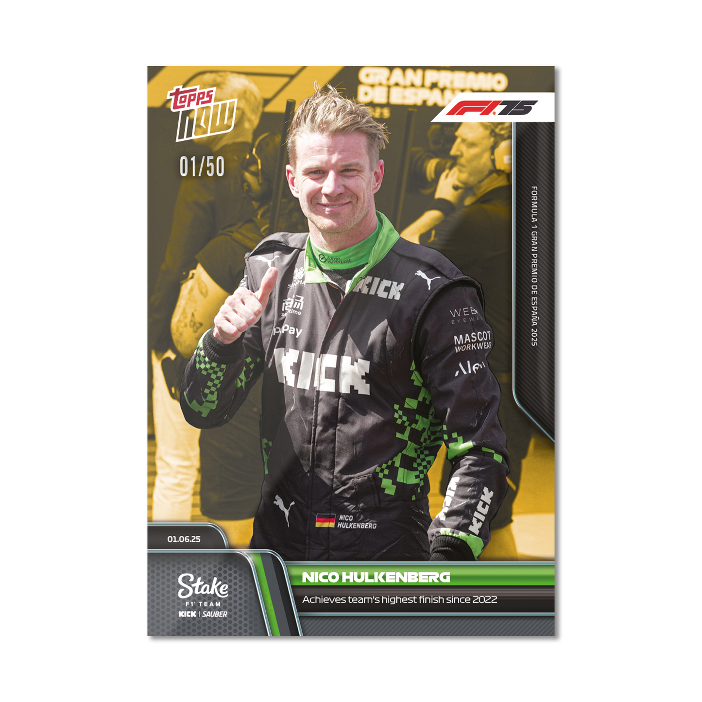 Nico Hulkenberg - 2025 Formula 1® Topps NOW® - Card 42 - PR: 753