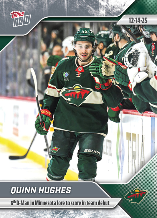 Quinn Hughes - 2025-26 NHL Topps NOW® - Sticker # 62 Pack - PR: 315