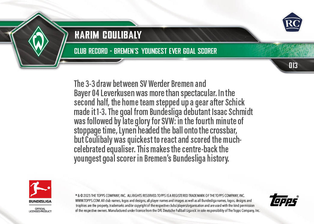 Karim Coulibaly - 2025-26 Bundesliga Topps NOW® - Card 13 - PR: 480