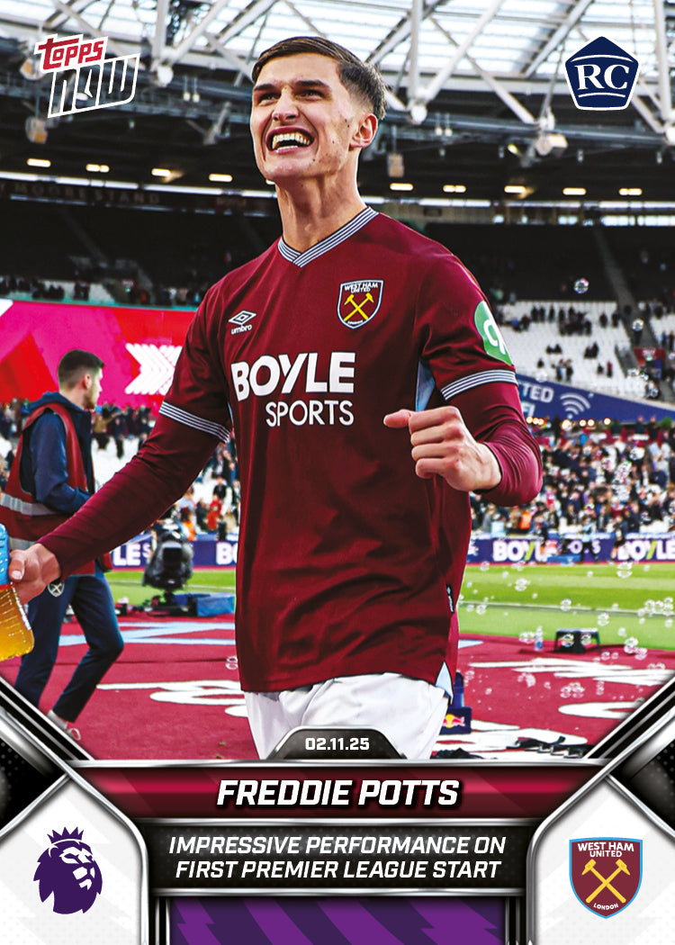 Freddie Potts - 2025-26 Premier League Topps NOW® - Card 50