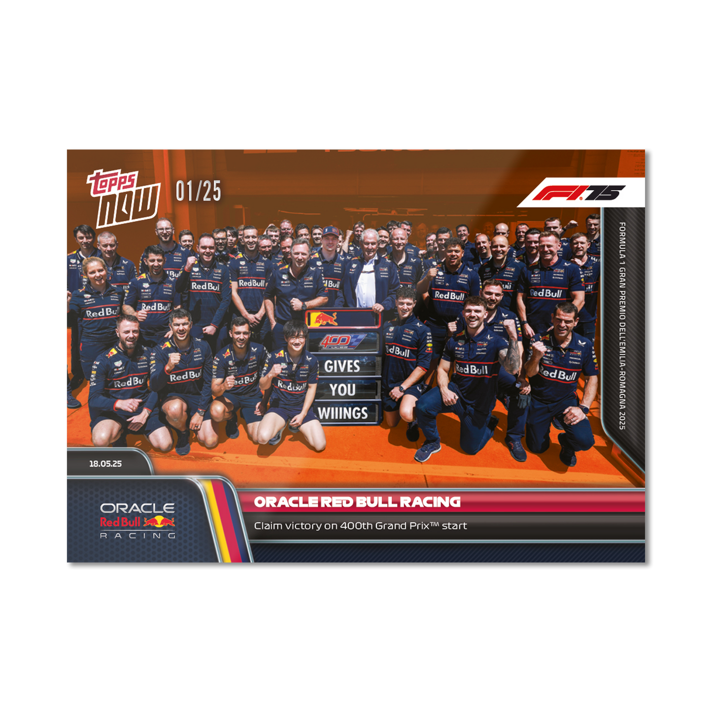 Oracle Red Bull Racing - 2025 Formula 1® Topps NOW® - Card 38 - PR: 1070