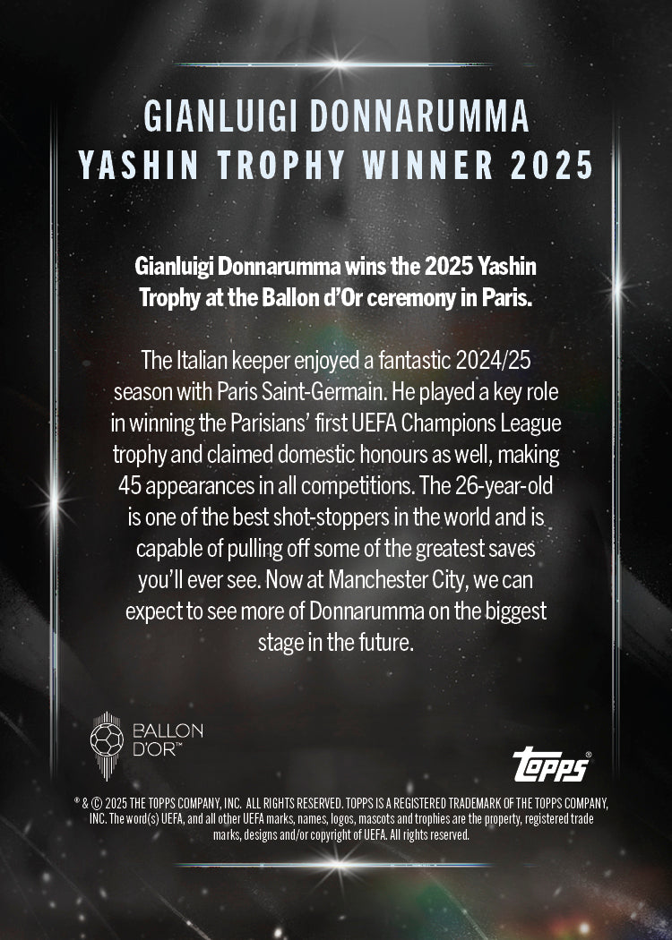 Gianluigi Donnarumma - 2025 Ballon d'Or Topps NOW® - Card 5 - LOOK FOR AUTO & RELICS - PR: 739
