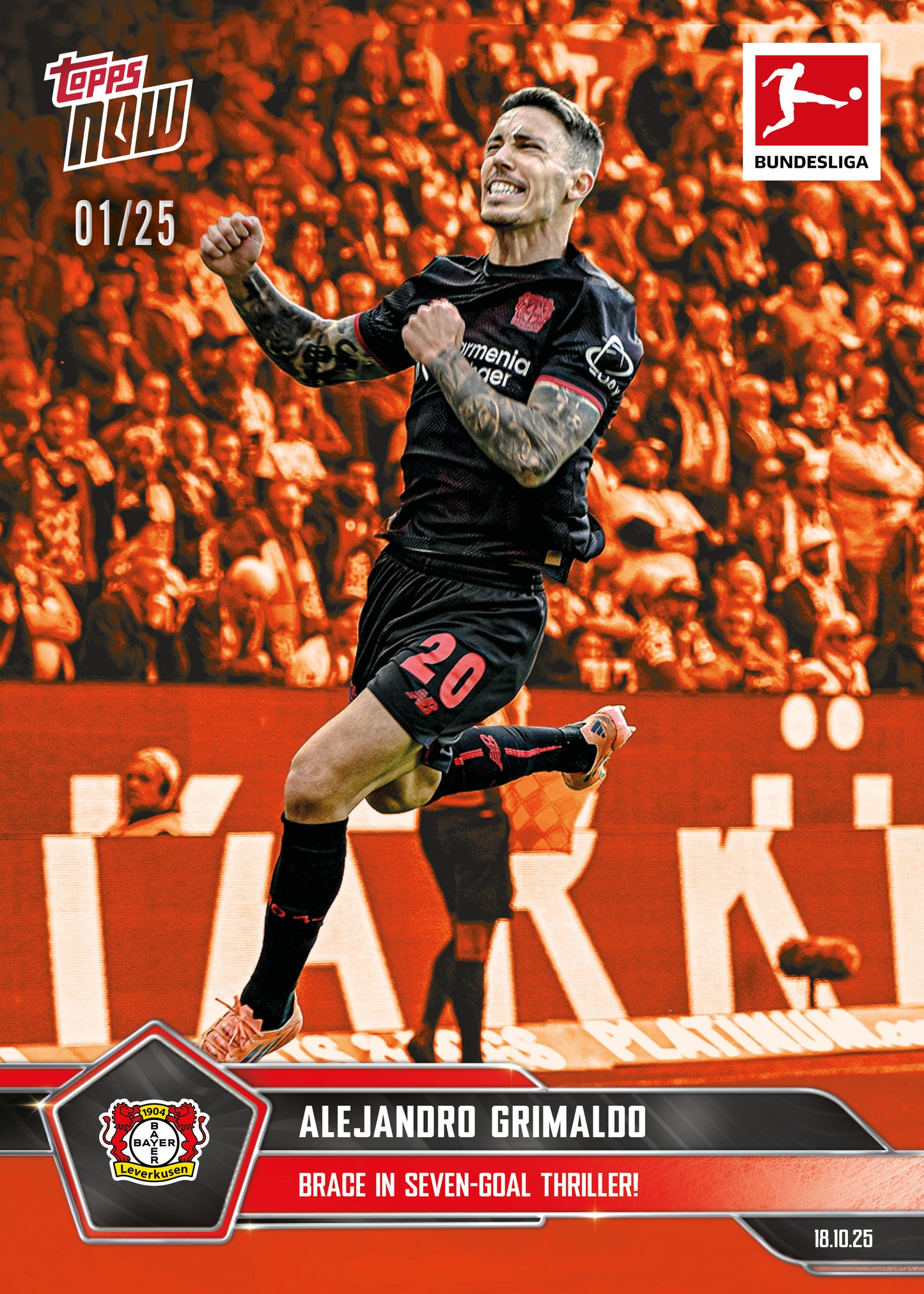 Alejandro Grimaldo - 2025-26 Bundesliga Topps NOW® - Card 42 - PR: 115
