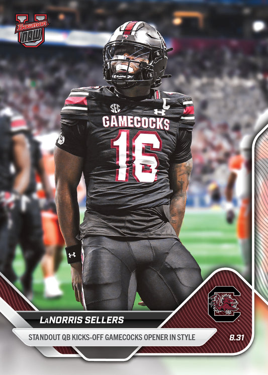 LaNorris Sellers - 2025-26 Bowman U NOW® Football - Card 4 - PR: 2438