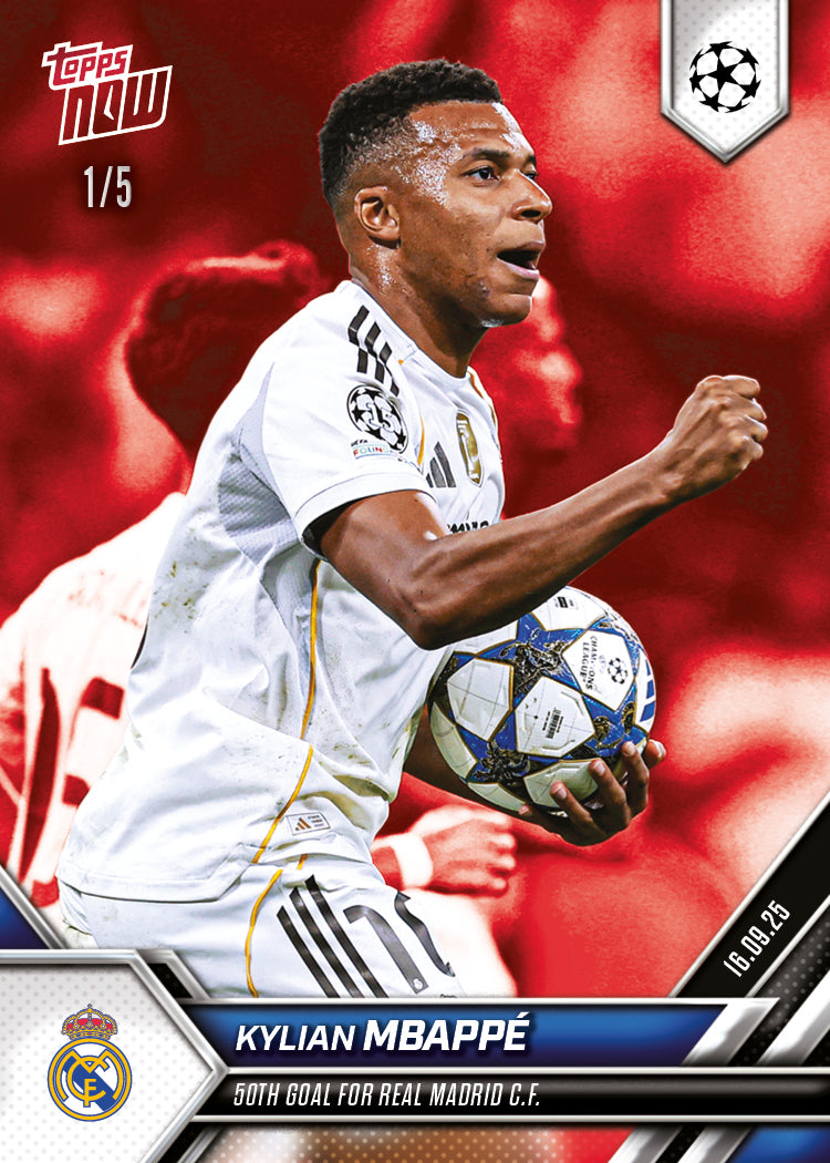 Kylian Mbappé - 2025-26 UCL Topps NOW® Card 8 - PR: 1353