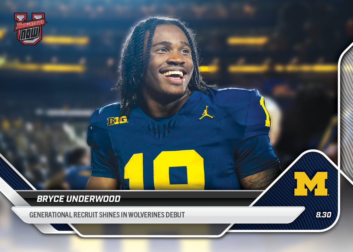 Bryce Underwood - 2025-26 Bowman U NOW® Football - Card 1 - PR: 10929