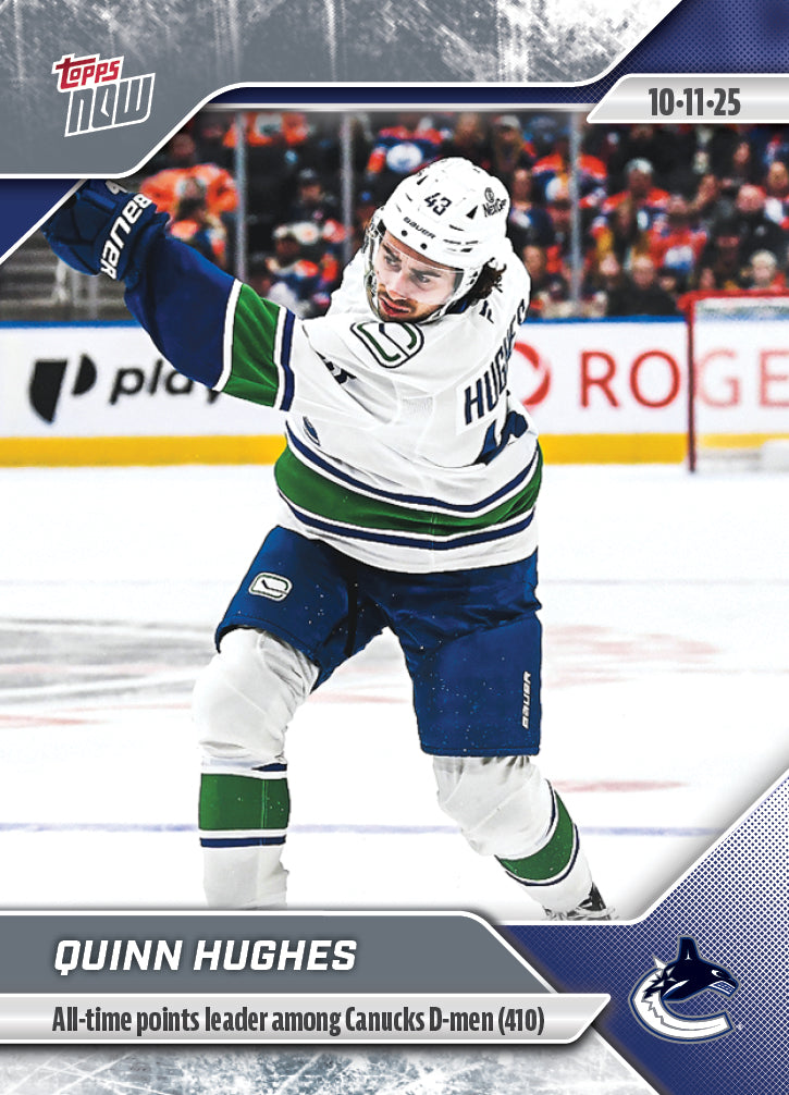 Quinn Hughes - 2025-26 NHL Topps NOW® - Sticker # 7 Pack - PR: 160