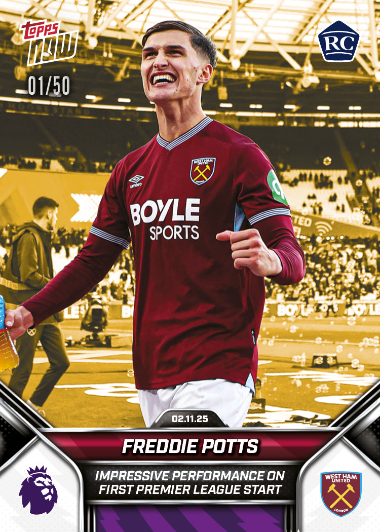 Freddie Potts - 2025-26 Premier League Topps NOW® - Card 50
