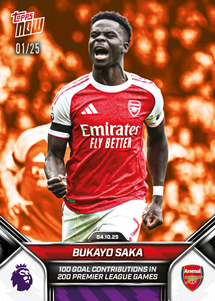 Bukayo Saka - 2025-26 Premier League Topps NOW® - Card 31 - PR: 1025